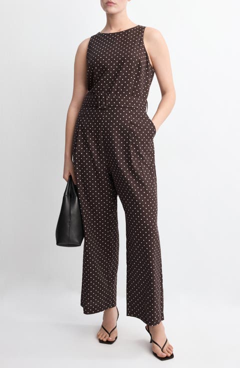 Polka Dot Sleeveless Wide Leg Jumpsuit