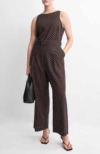 Polka Dot Sleeveless Wide Leg Jumpsuit