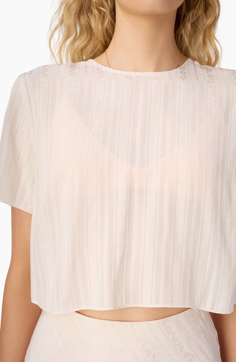 CAMI NYC Josey Jacquard Stripe Semisheer Top, Alternate, color, Oat