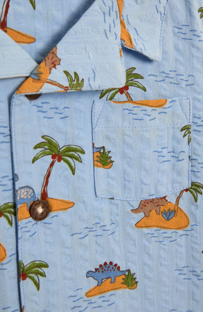 JOJO MAMAN BEBE Island Dino Camp Shirt & Shorts Set, Alternate, color, Blue