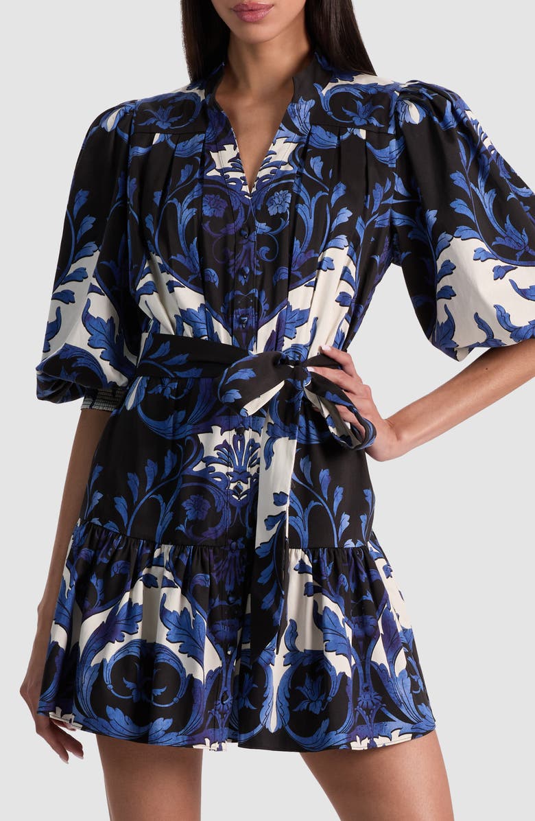 Alice + Olivia Cora Floral Mini Shirtdress, Main, color,