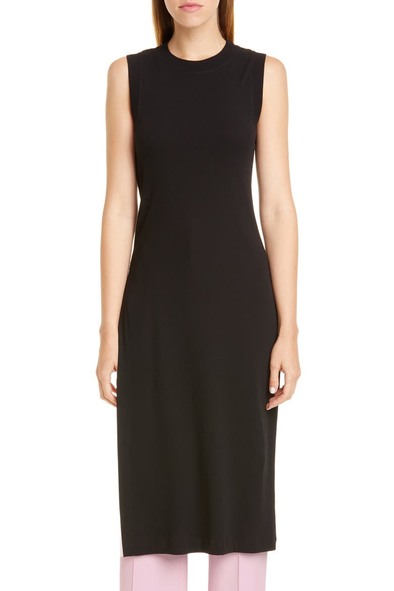 Side Split Rib Cotton Jersey Top, Main, color, BLACK