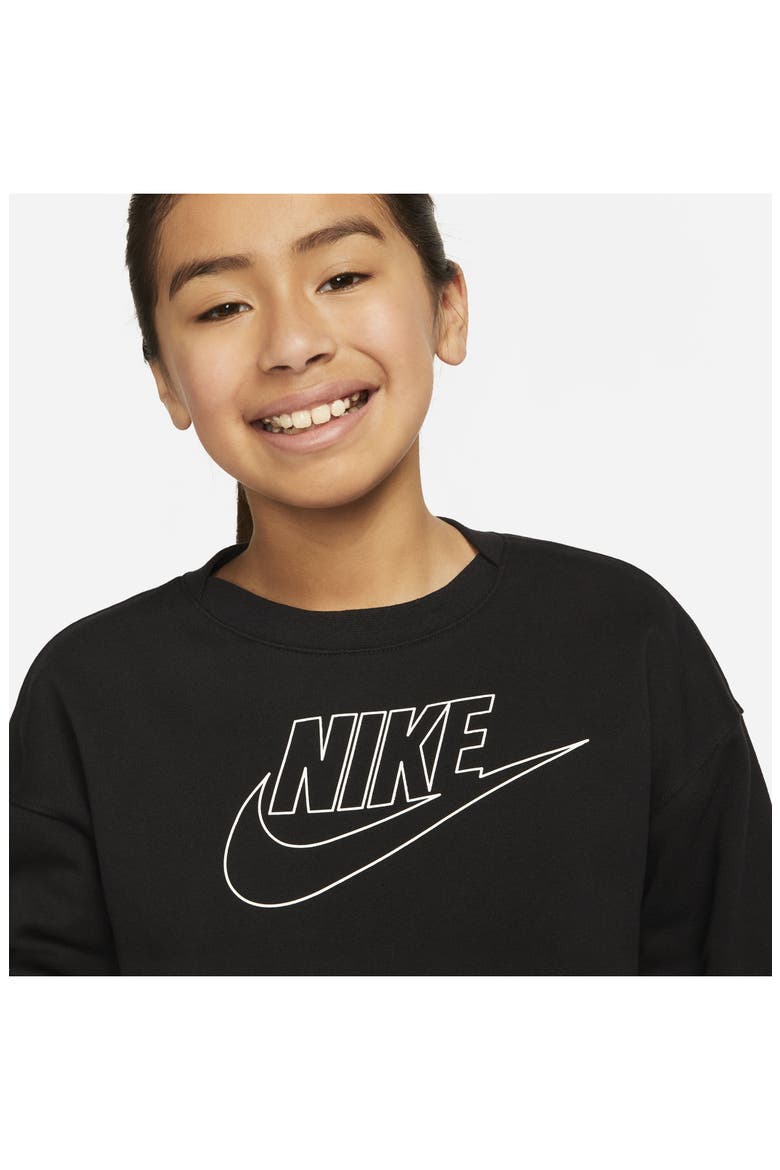 Kids' Fleece Crewneck Sweatshirt, Alternate, color, BLACK/ WHITE