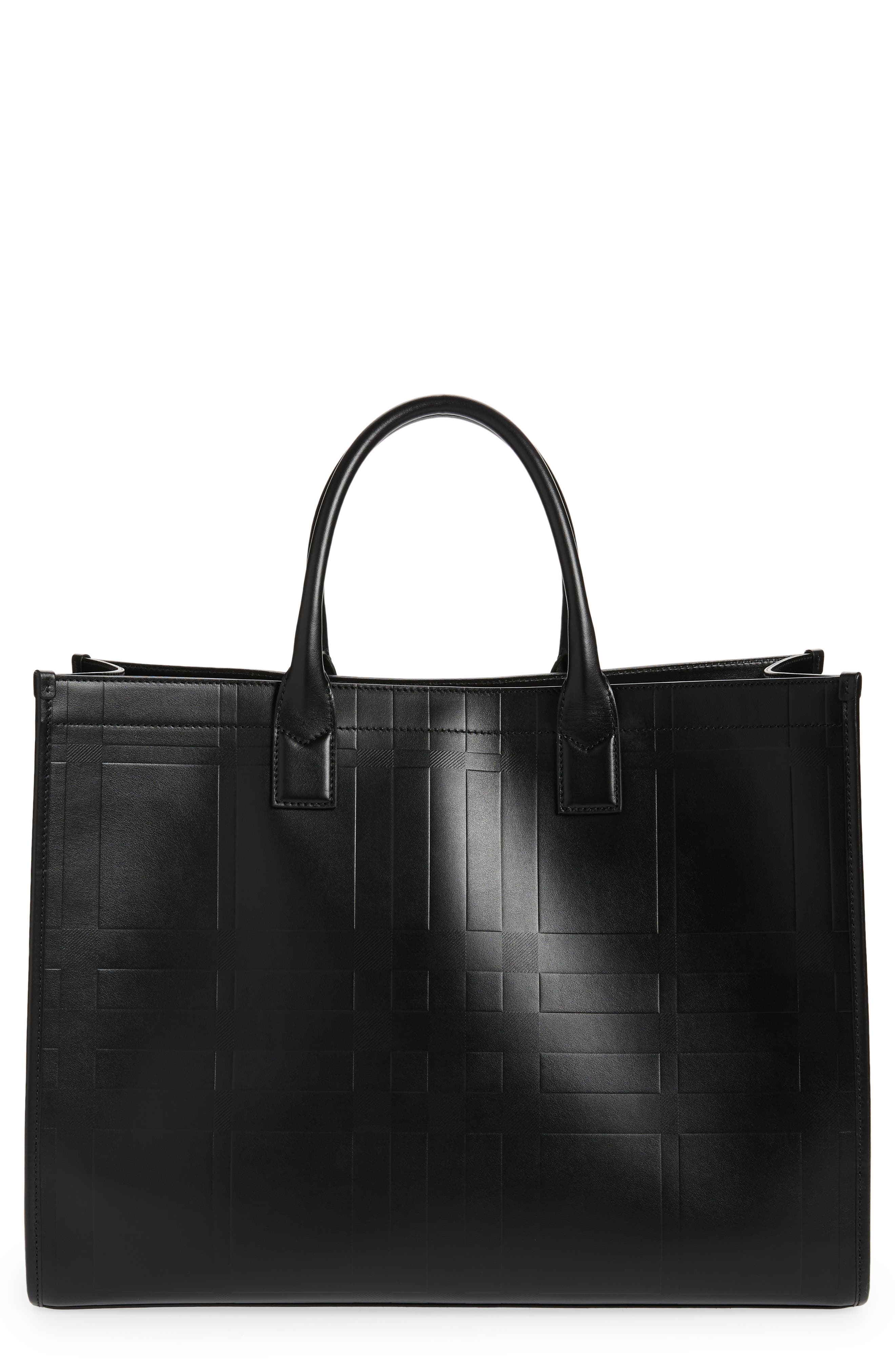 Burberry Denny Embossed Check Leather Tote, Main, color, 