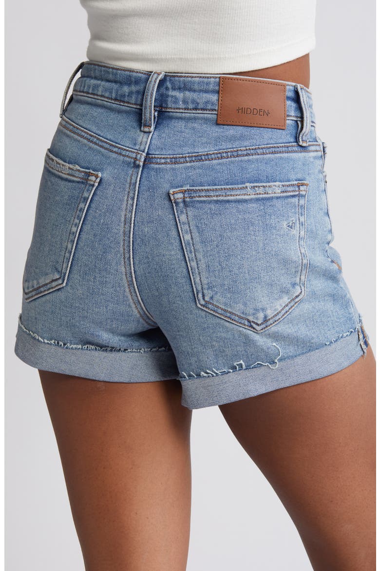 Cuffed High Waist Denim Shorts, Alternate, color, MEDIUM WASH