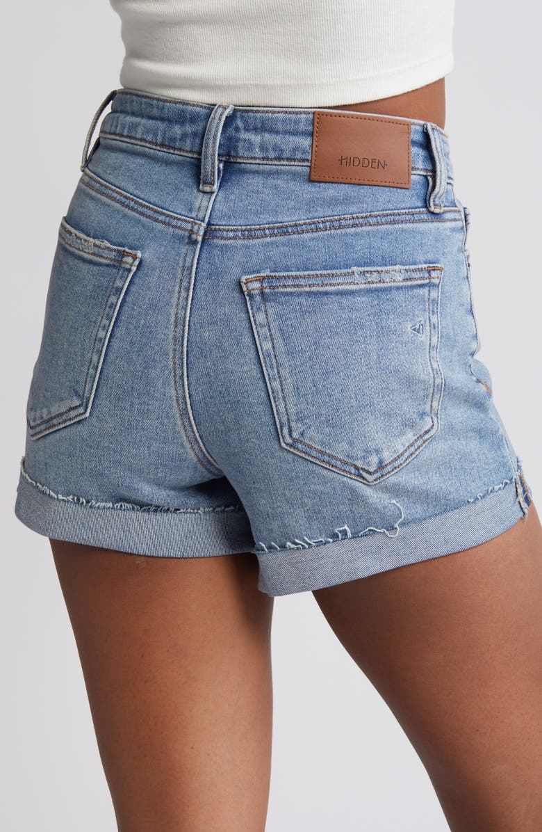 HIDDEN JEANS Cuffed High Waist Denim Shorts, Alternate, color, 