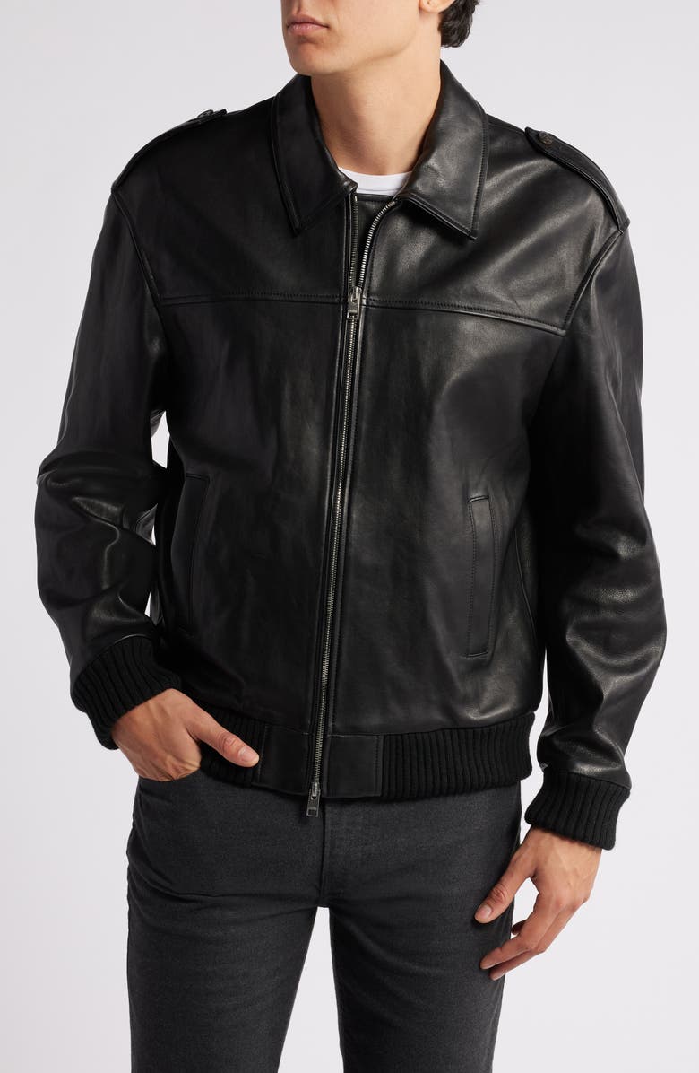 FRAME Leather Bomber Jacket, Alternate, color, 