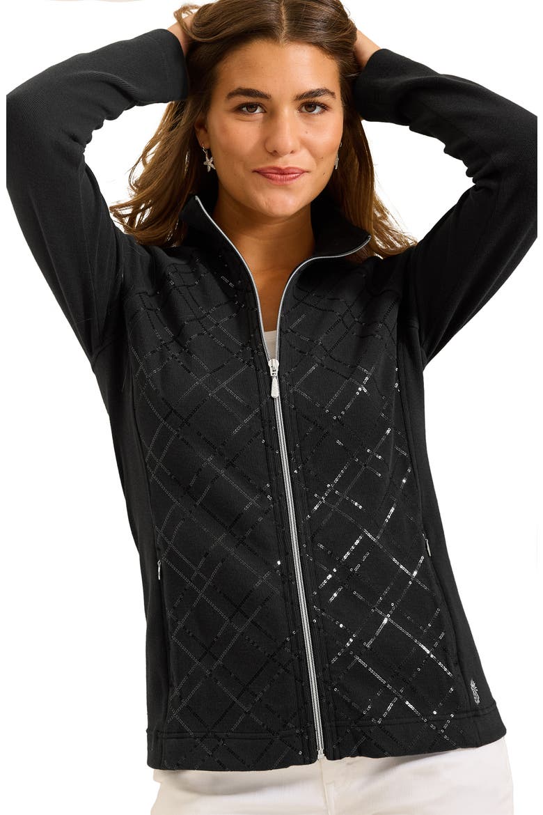 Aruba Diamond Sequin Jacket, Alternate, color, BLACK