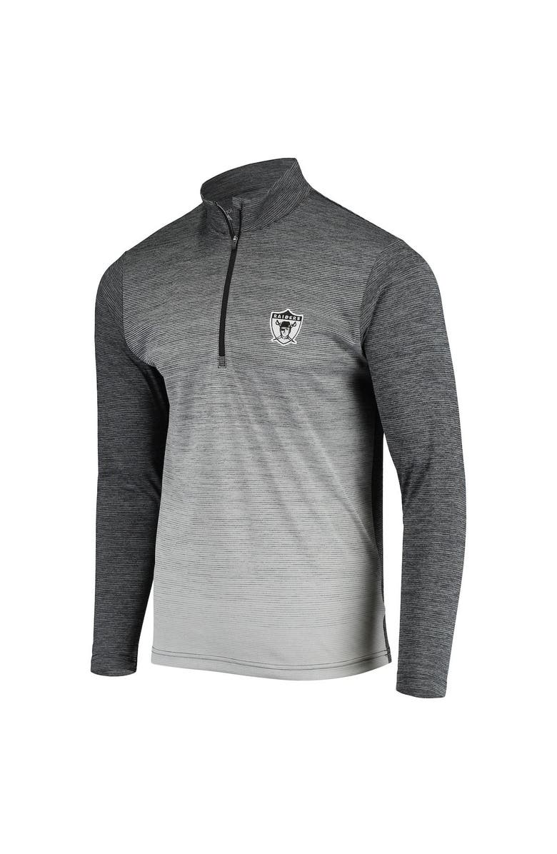 ANTIGUA Men's Antigua Black/Heathered Gray Las Vegas Raiders Throwback Cycle Quarter-Zip Jacket, Alternate, color, 