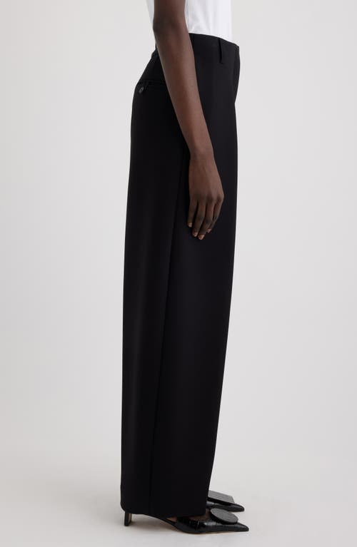 Jacquemus High-waisted Black Virgin Wool Pants With Curved Leg Silhouette In Black