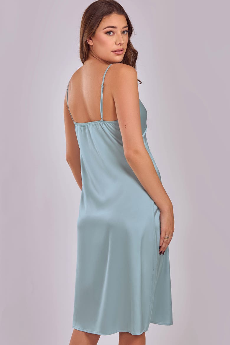 Satin Nightgown with Adjustable Straps, Alternate, color, Sage