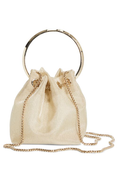 Jimmy Choo Bon Bon Mesh Ring Handle Bucket Bag In Gold