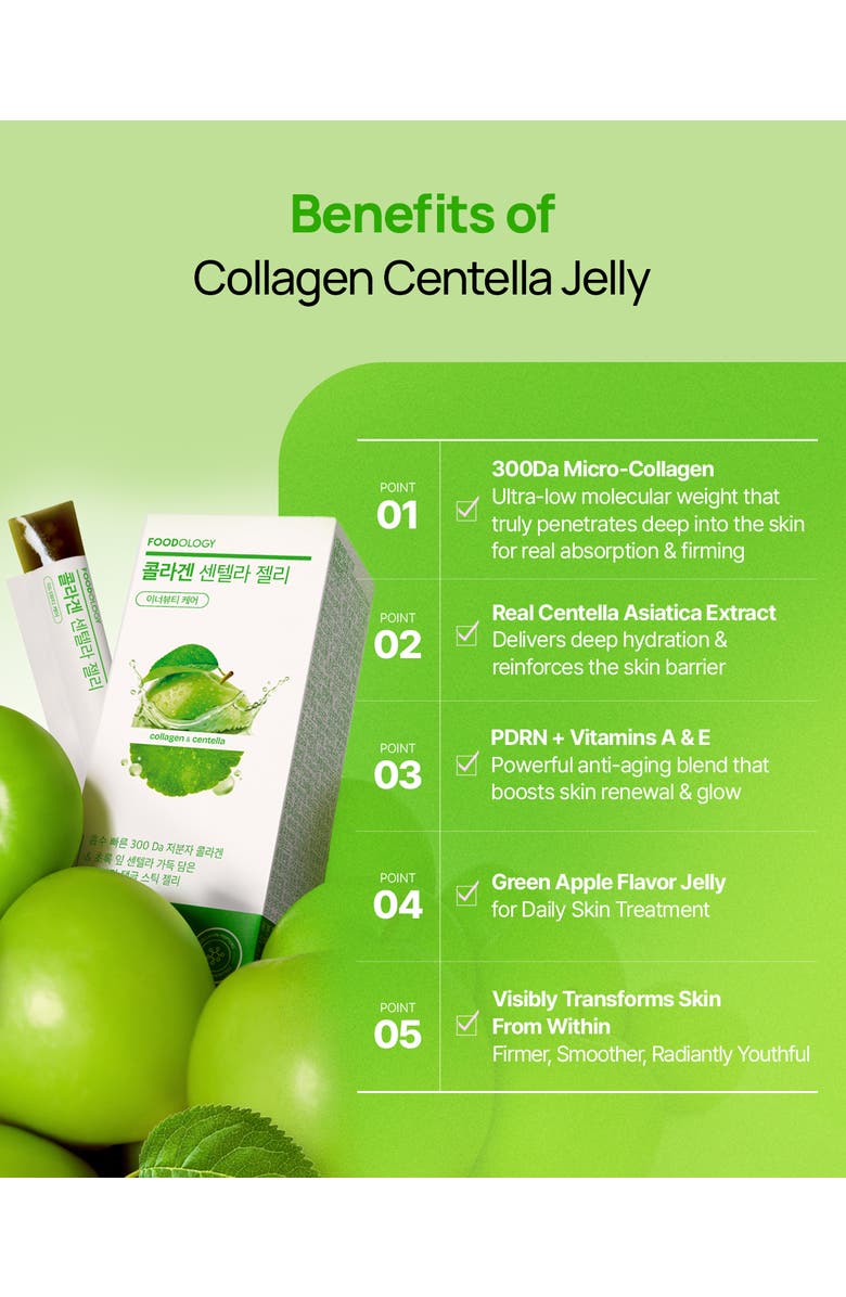 Foodology Coleology Collagen Centella Jelly 10 sticks, Alternate, color, Green