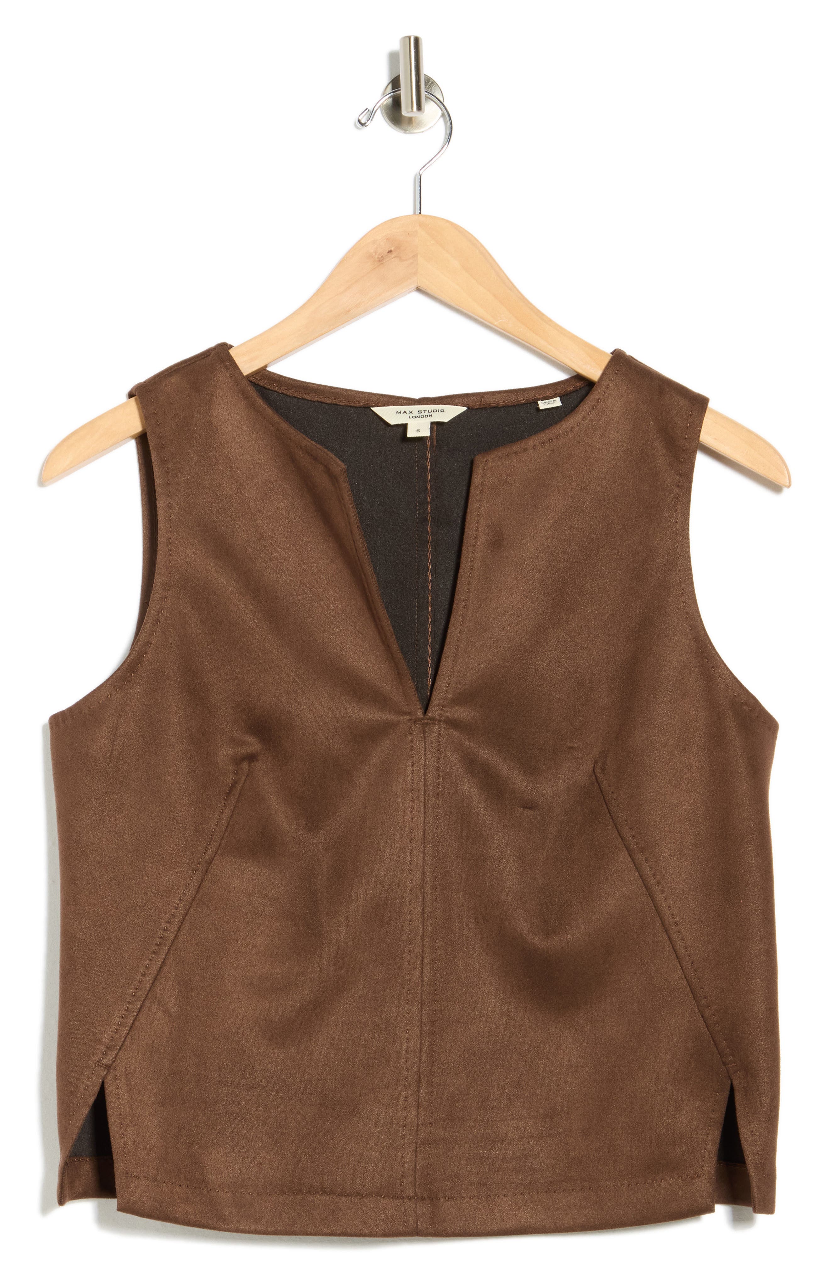MAX STUDIO Sleeveless Faux Suede Top