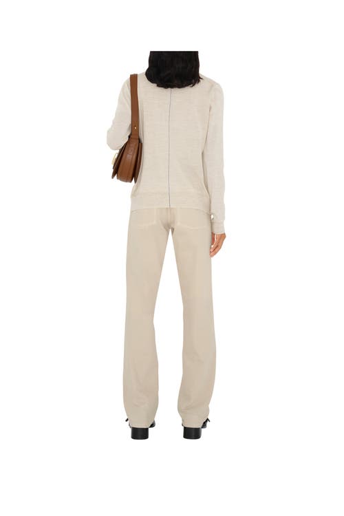 Burberry Long-sleeved Knitted Cardigan In Nutmeg
