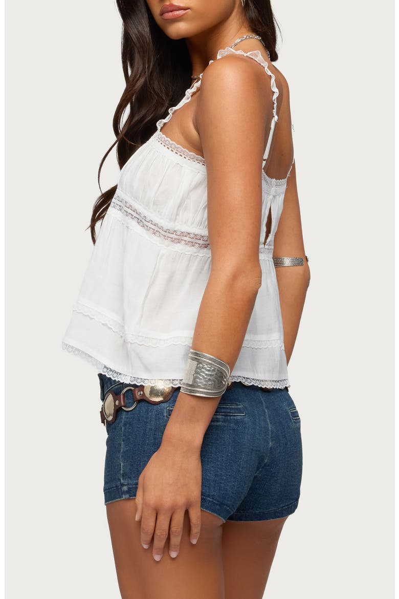 Mable Lace Trim Tiered Babydoll Tank, Alternate, color, WHITE