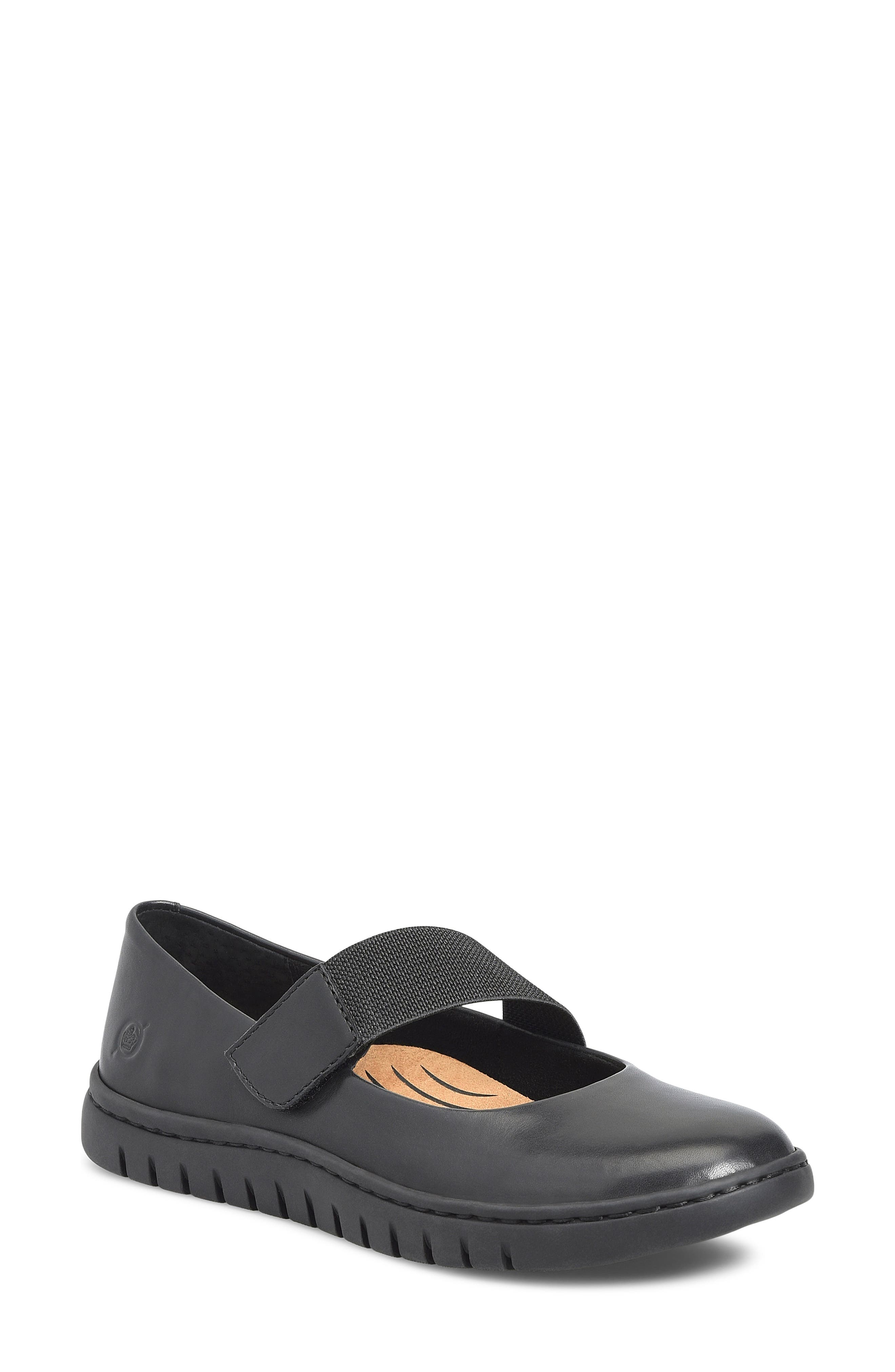 Børn Mary Jane Flat, Main, color, Black Leather