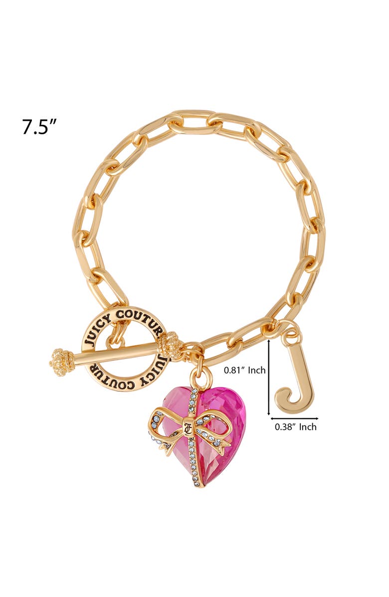 Juicy Couture Heart Stone & J Charm Bracelet, Alternate, color, Pink