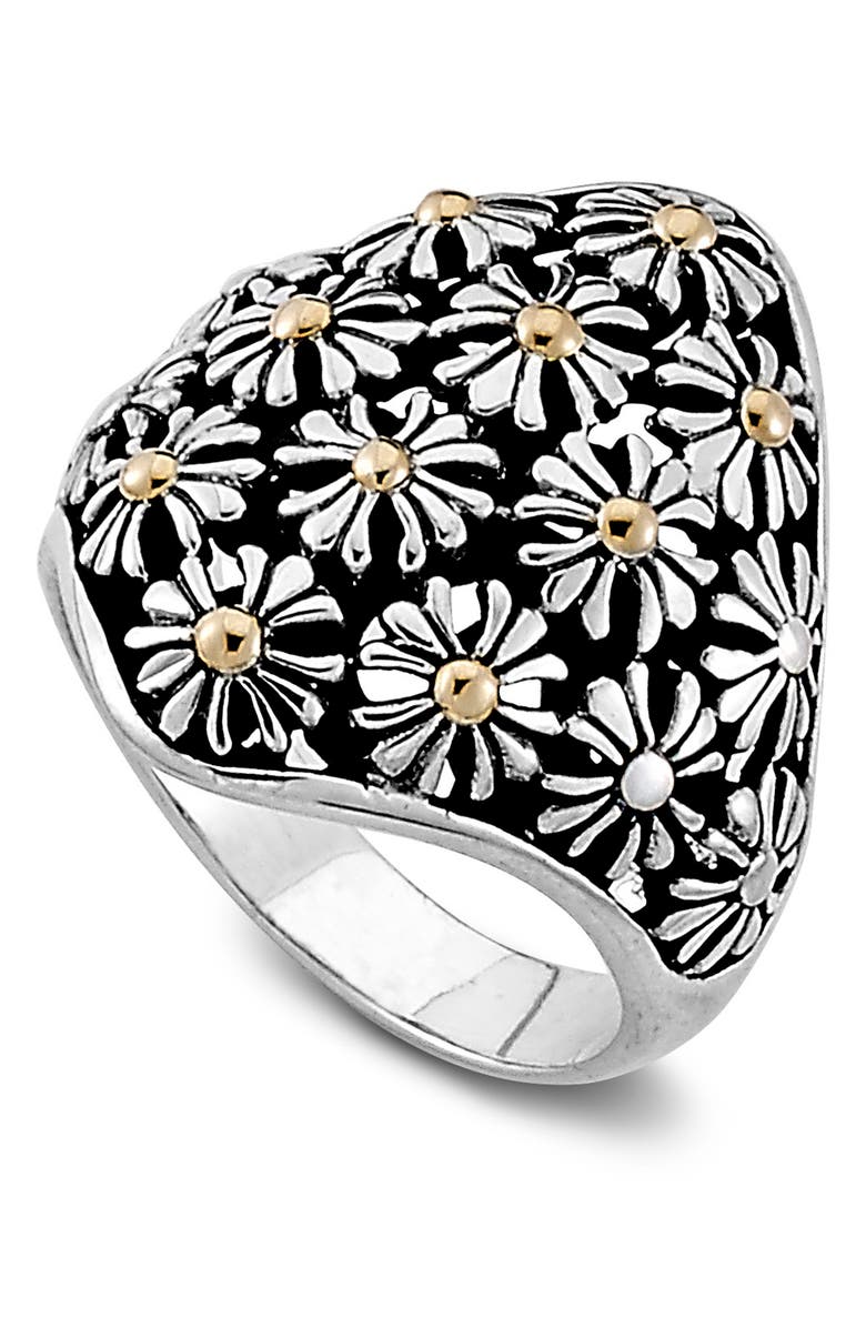 SAMUEL B. 18K Yellow Gold & Sterling Silver Flower Ring, Main, color, Silver And Gold