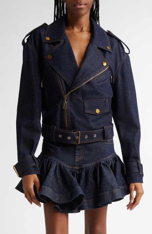 Shop Zimmermann Denim Biker Jacket In Night Sky