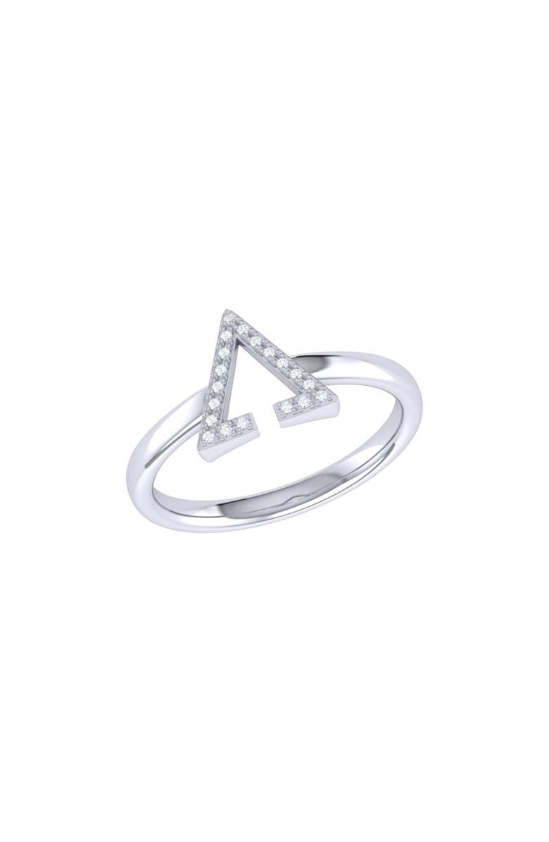 LuvMyJewelry Aim High Open Triangle Sterling Silver Diamond Ring, Main, color, 