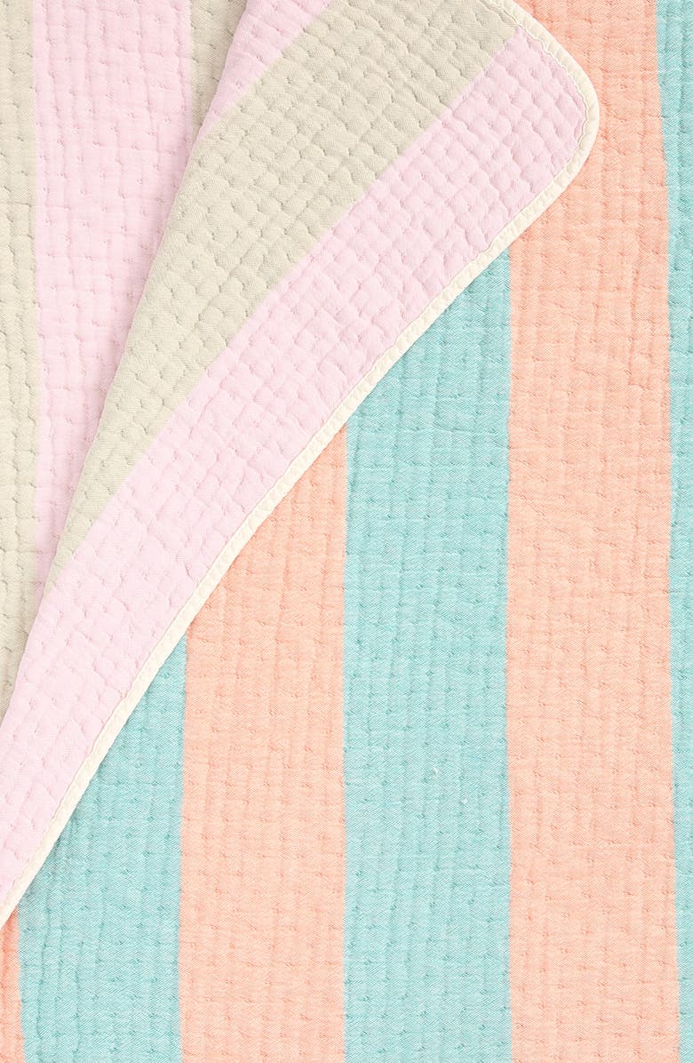 Dusen Dusen Warm Stripe Cotton Matelassé Coverlet, Alternate, color,
