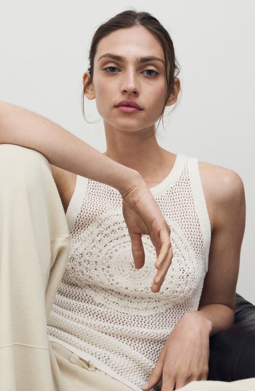 Mango Crochet Tank In White