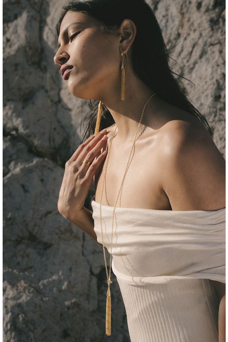Paths in Motion Tassel Earrings, Alternate, color, Gold