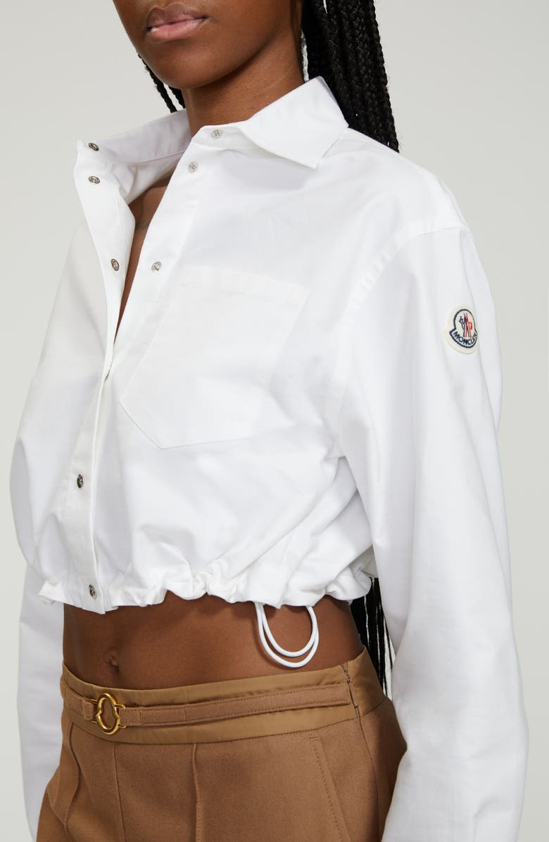 Moncler Crop Cotton Oxford Snap-Up Shirt, Alternate, color, 