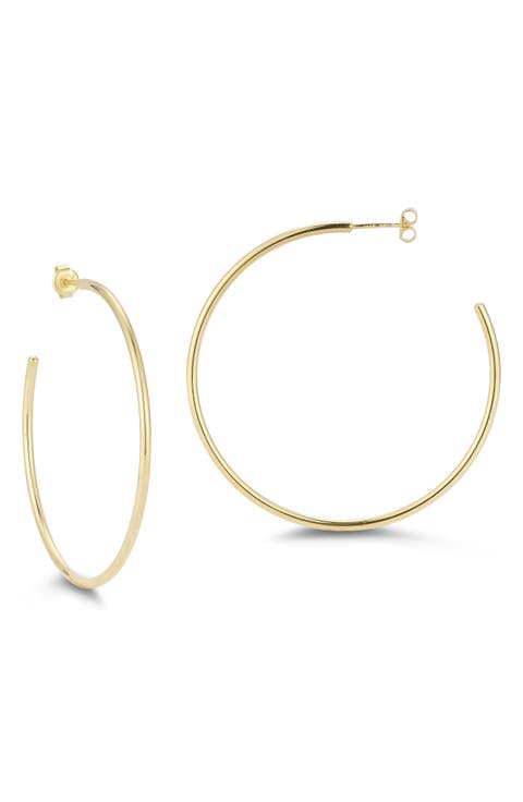 14K Gold Plated Sterling Silver Hoop Earrings