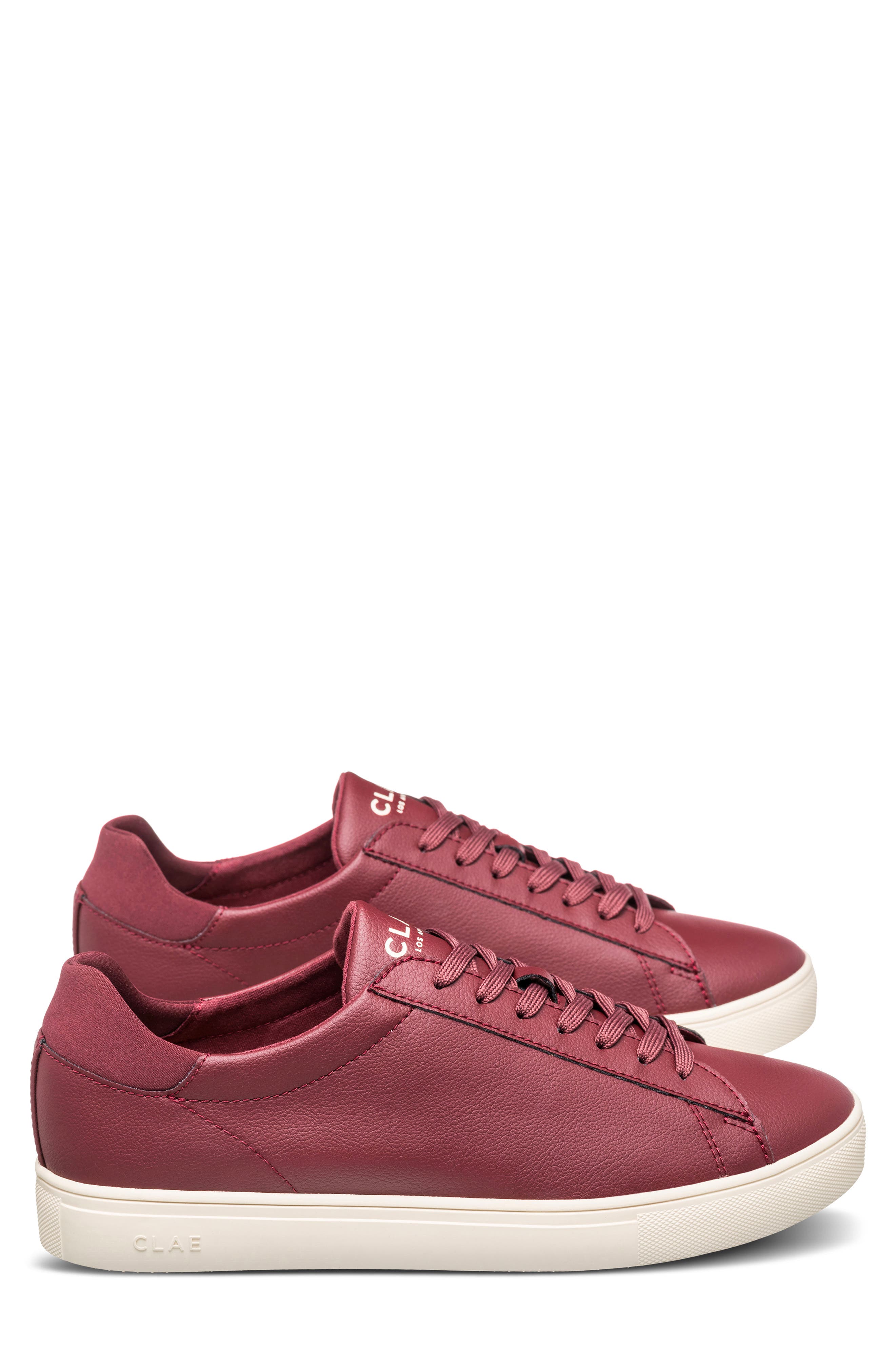 CLAE Bradley Faux Leather Sneaker, Alternate, color, Bordeaux Grape
