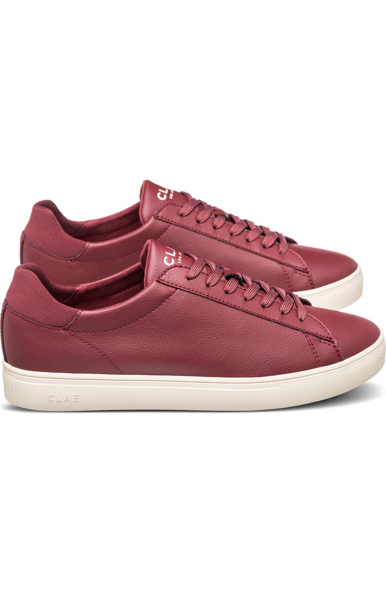CLAE Bradley Faux Leather Sneaker, Alternate, color, Bordeaux Grape