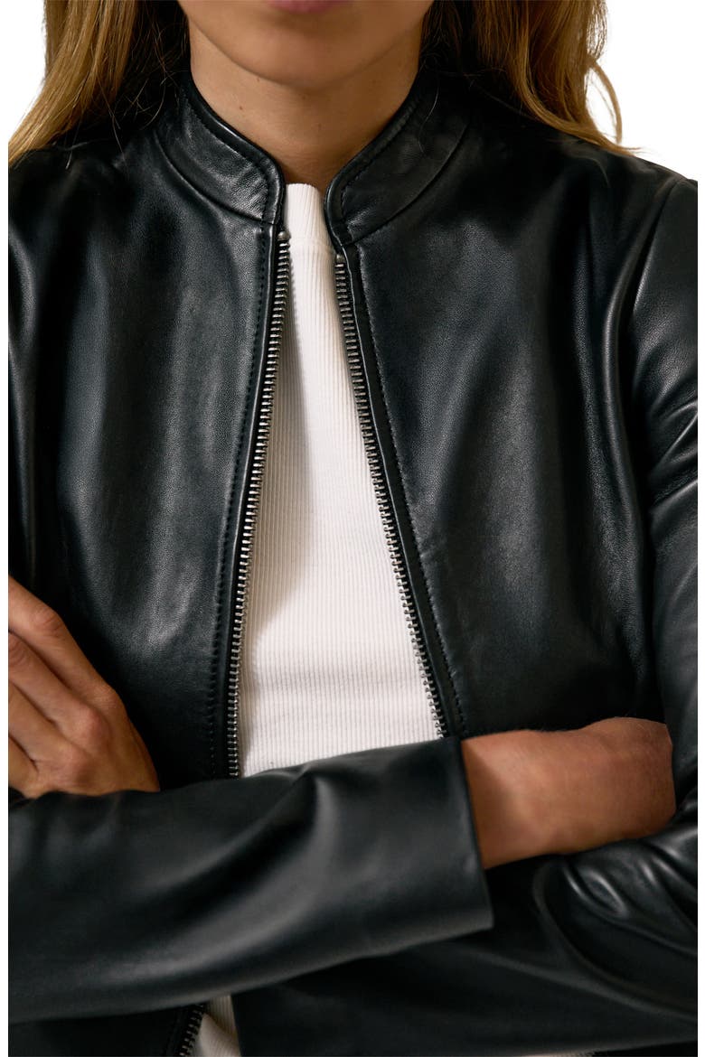 Allie Leather Jacket, Alternate, color, BLACK