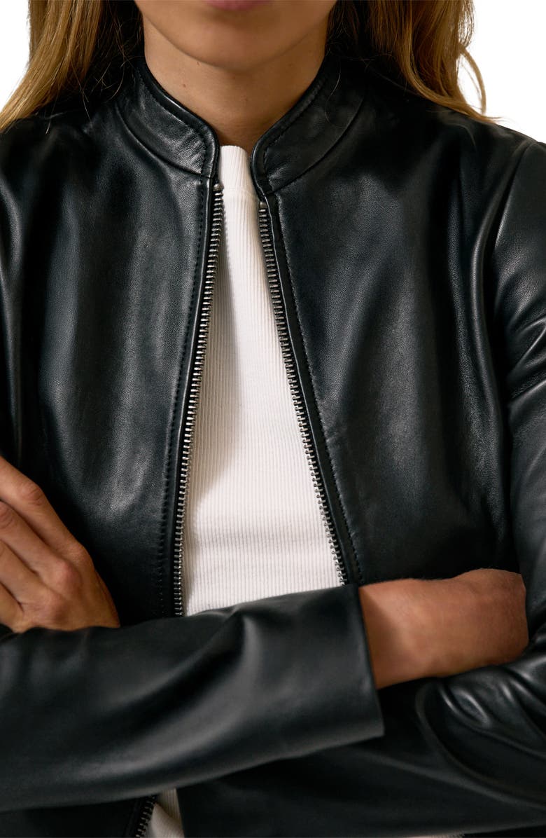Reiss Allie Leather Jacket, Alternate, color, Black