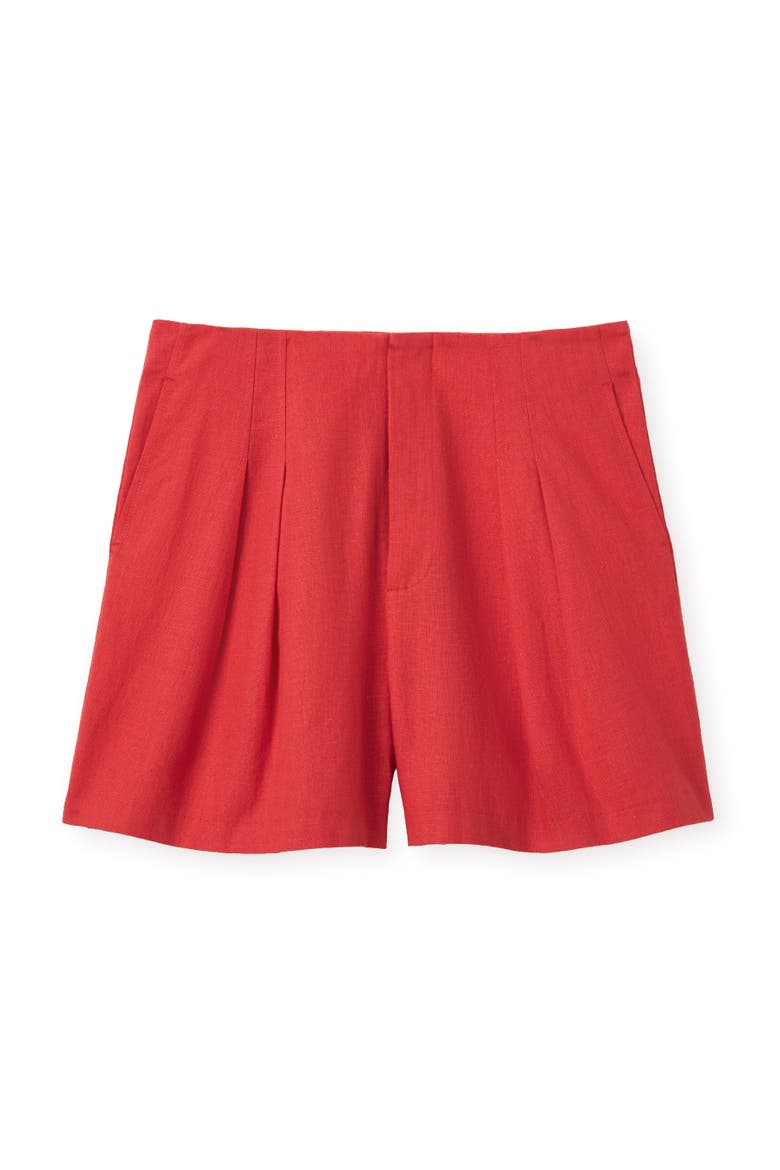 Frankie Linen Shorts, Alternate, color, Poppy