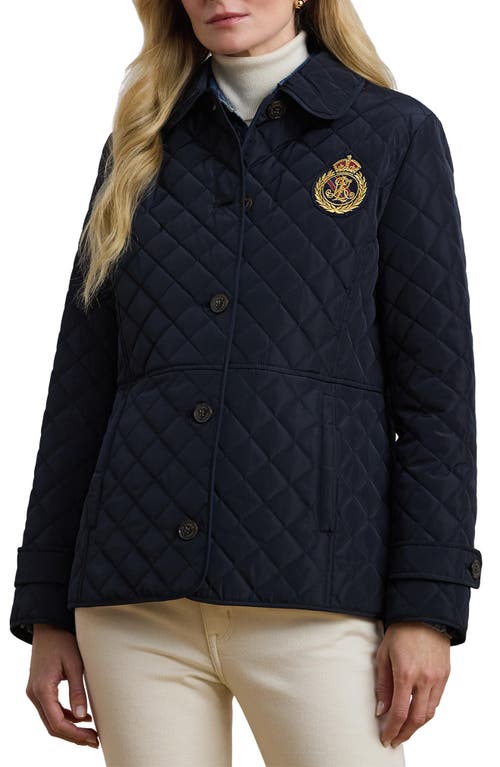 Ralph Lauren Lauren  Crested Quilted Jacket In Blue