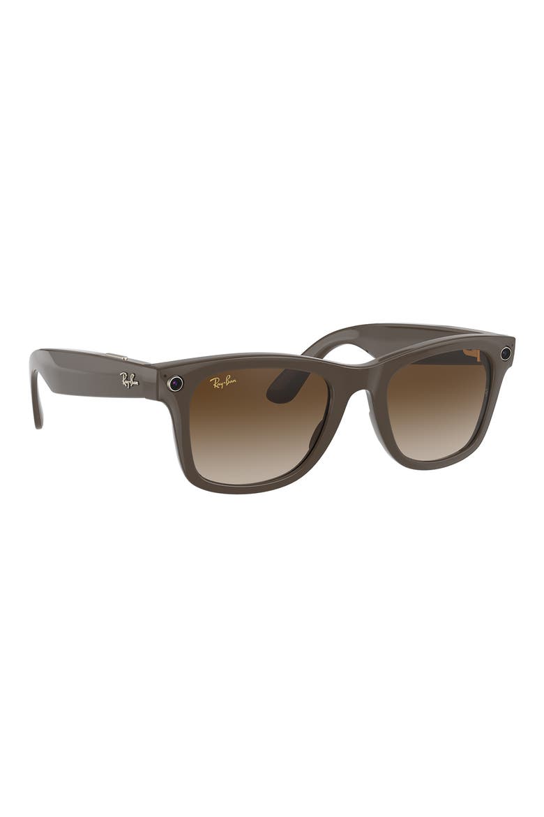 Stories Wayfarer 53mm Smart Glasses, Alternate, color, BROWN/ GRADIENT BROWN