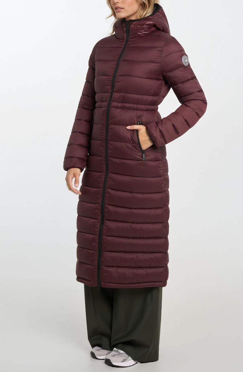 Noize Ivy Lightweight Long Puffer Coat, Alternate, color, Porto