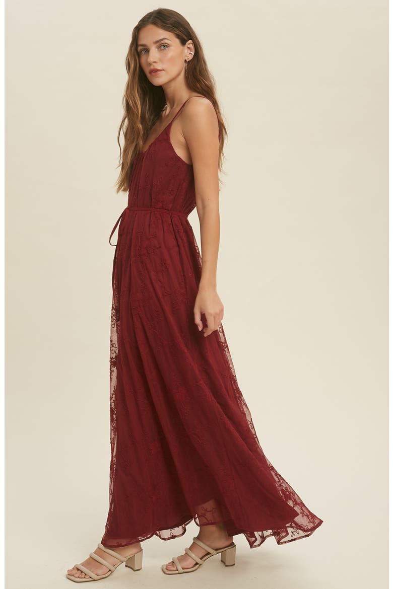 Lace Maxi Dress, Alternate, color, BURGUNDY