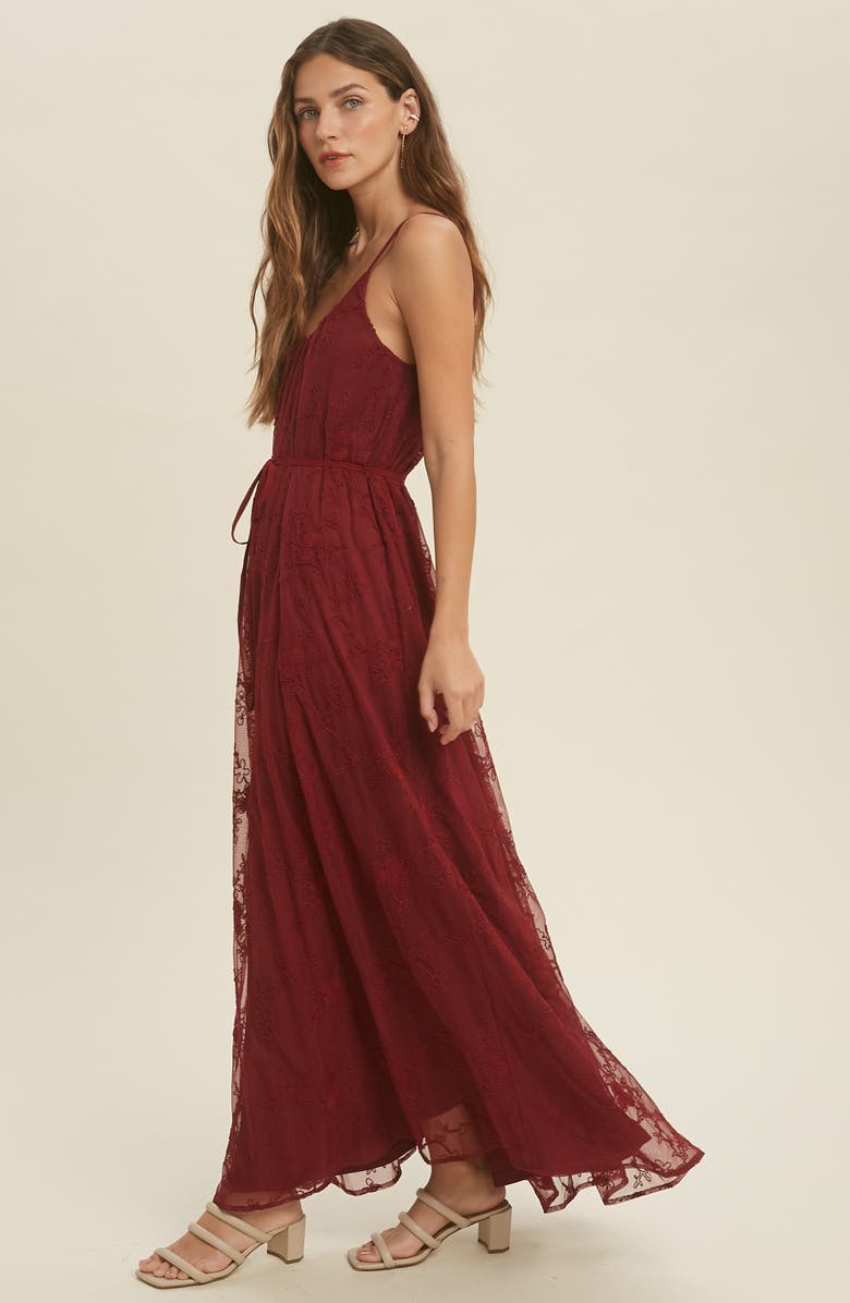 WISHLIST Lace Maxi Dress, Alternate, color, Burgundy