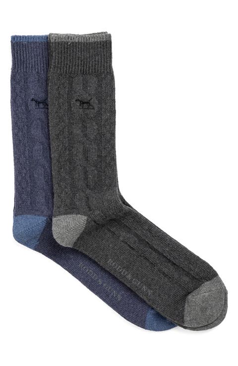 Assorted 2-Pack Dunedin Cabled Cotton Blend Socks