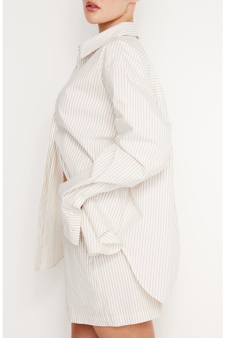 Stripe Stretch Cotton Poplin Button-Up Shirt, Alternate, color, PUTTY PENCIL STRIPE003