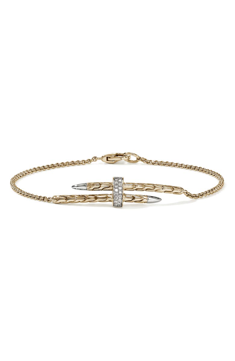 John Hardy SPEAR STATION BRACELET GOLD, Main, color, Silver And Gold