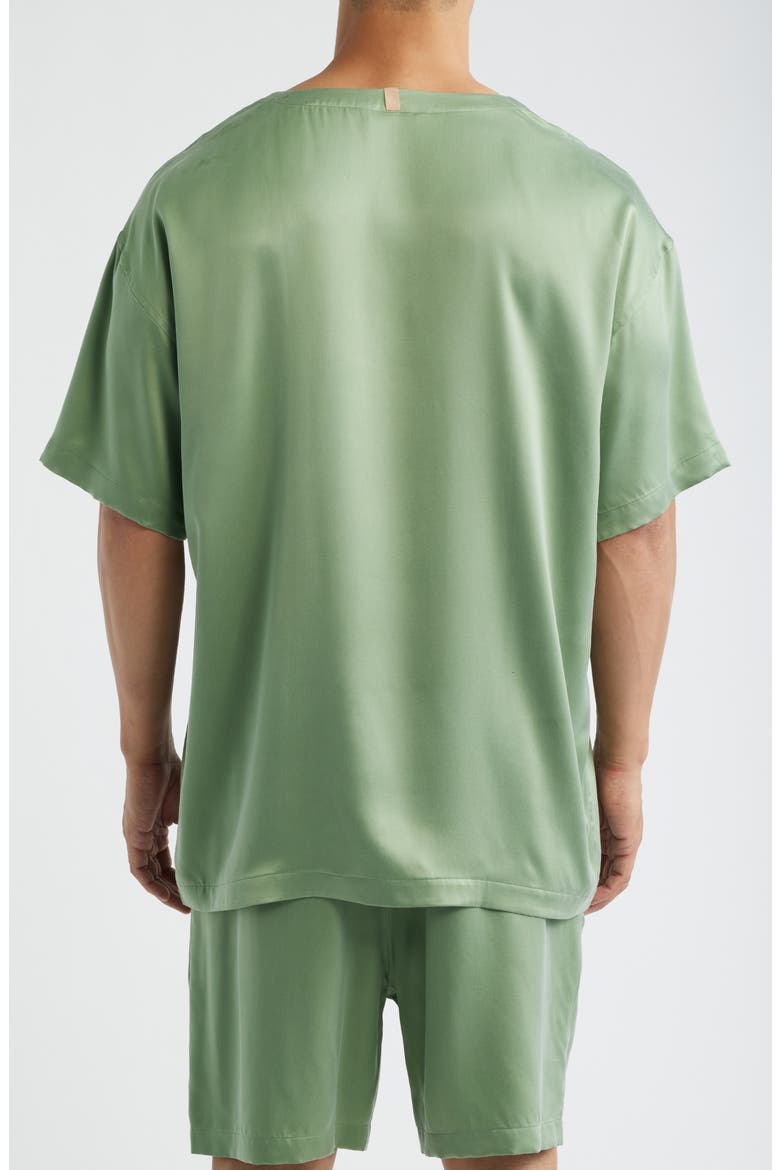 Henley Washable Silk Short Pajamas, Alternate, color, GARDEN MOSS