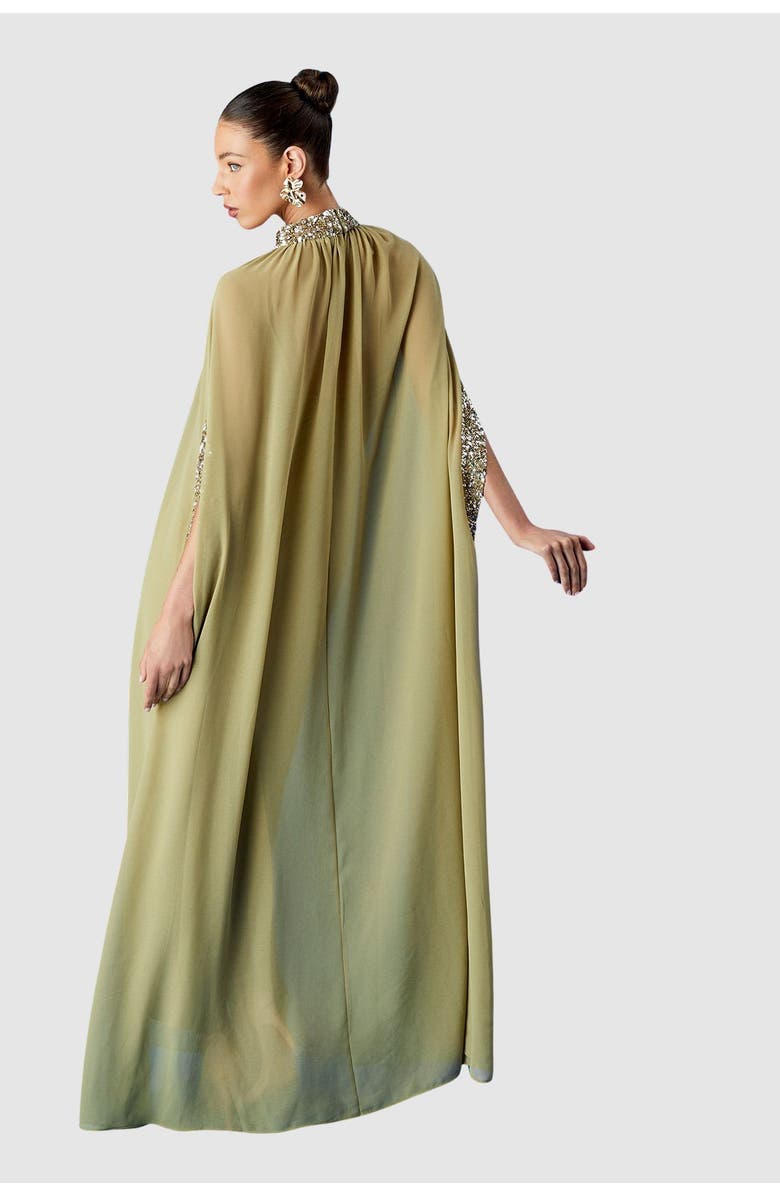 Coast Muse Chiffon Cape Dress, Alternate, color, Chartreuse