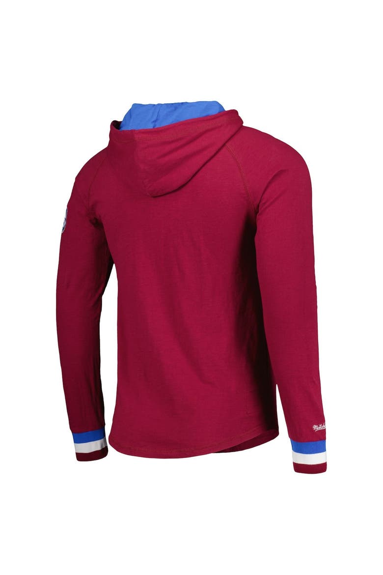 Men's Mitchell & Ness Burgundy Colorado Avalanche Legendary Slub Hoodie Long Sleeve T-Shirt, Alternate, color, Burgundy