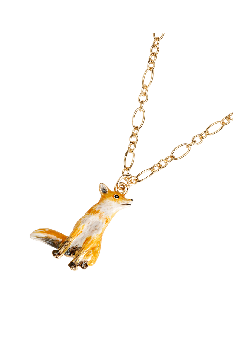 Fable England Enamel Fox Short Necklace, Main, color, Multi & Gold
