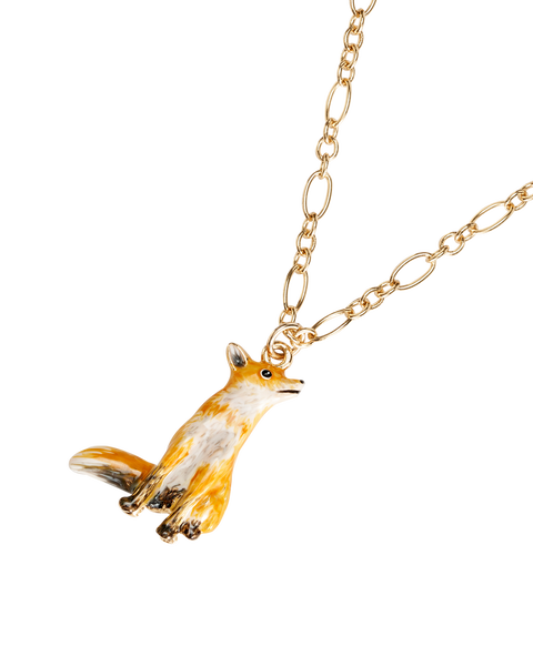 Enamel Fox Short Necklace