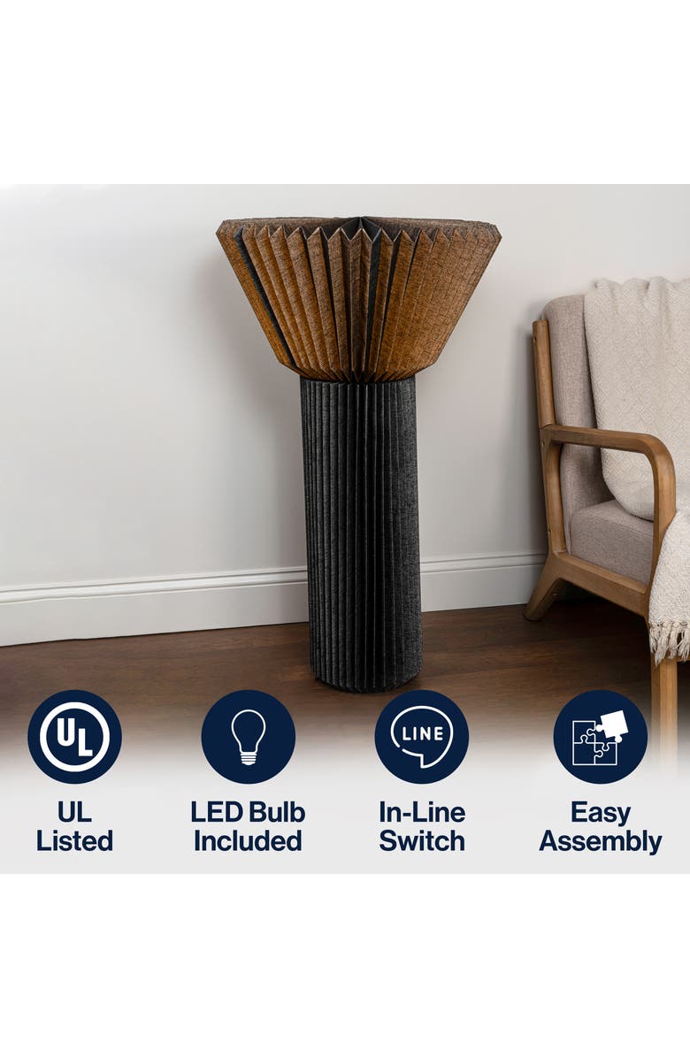 JONATHAN Y Archer 37" Modern Minimalist Pleated Shade Floor Lamp, Alternate, color, Black