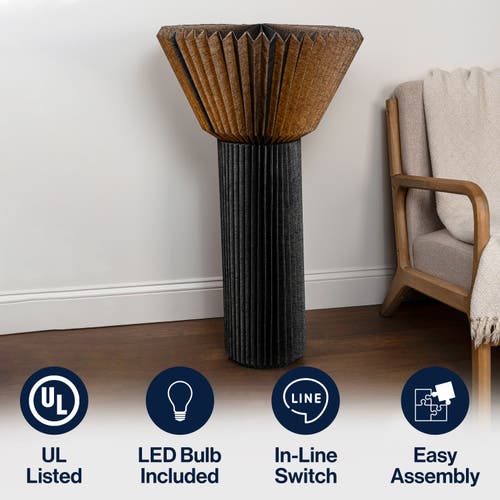 Jonathan Y Archer 37" Modern Minimalist Pleated Shade Floor Lamp In Black
